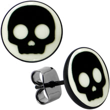 Simple Skull Glow in the Dark Stud Earrings by Onyx O