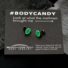 Black Anodized Steel Heart Spider Web Glow in the Dark Stud Earrings by Onyx O