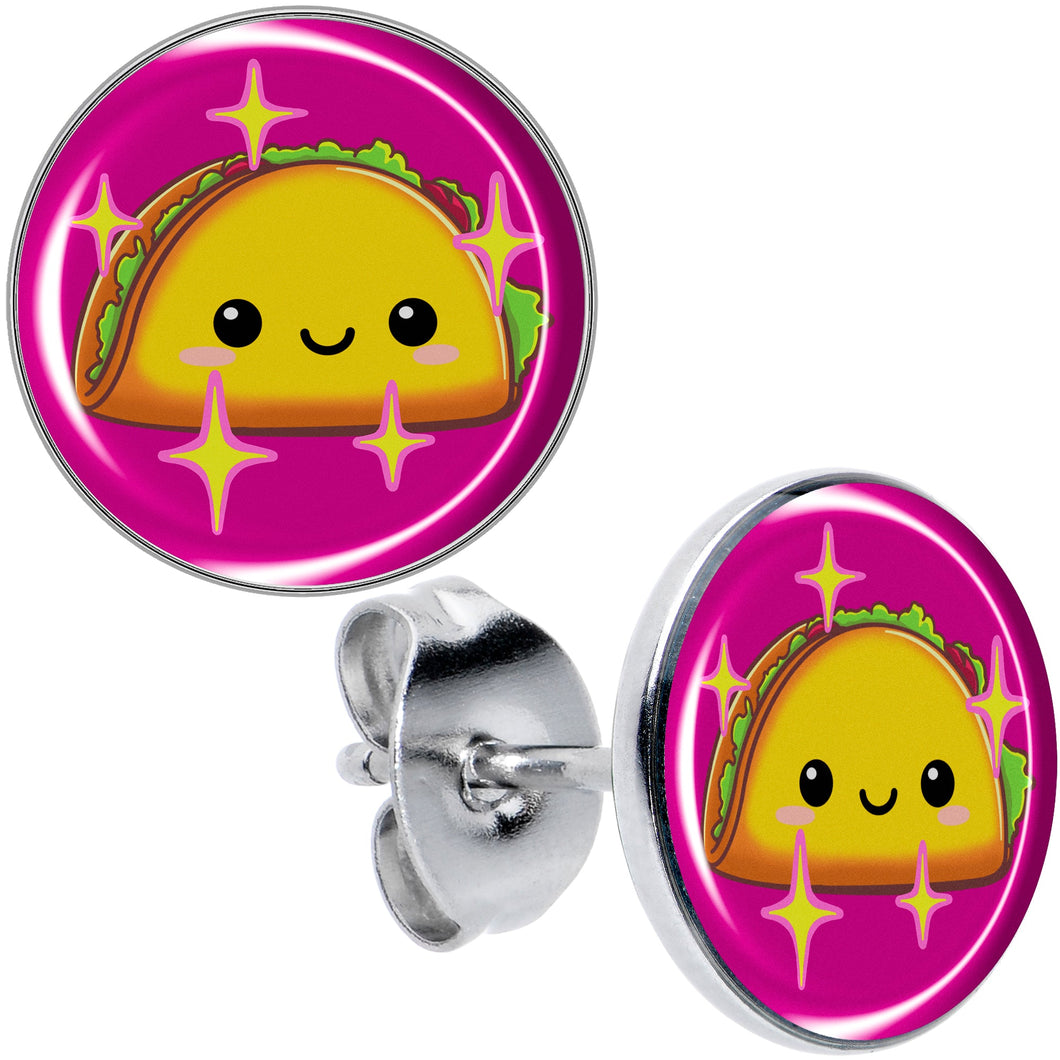 Mexican Fiesta Cute Taco Stud Earrings by Onyx O
