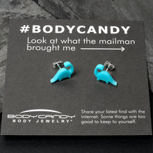 Blue Acrylic Brontosaurus Dinosaur Stud Earrings