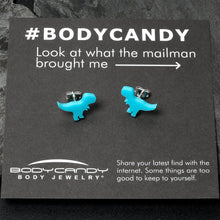 Blue Acrylic Tyrannosaurus Rex Dinosaur Stud Earrings