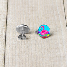 Rainbow Sea Floating Flamingo Stud Earrings by Onyx O