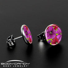Blossom Creation Tropical Floral Flowers Stud Earrings by Onyx O