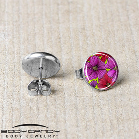 Blossom Creation Tropical Floral Flowers Stud Earrings by Onyx O