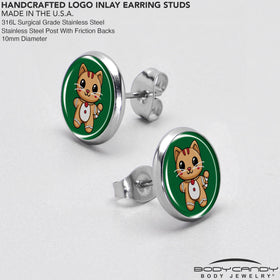 Christmas Holiday Gingerbrread Kitty Cat Stud Earrings by Onyx O
