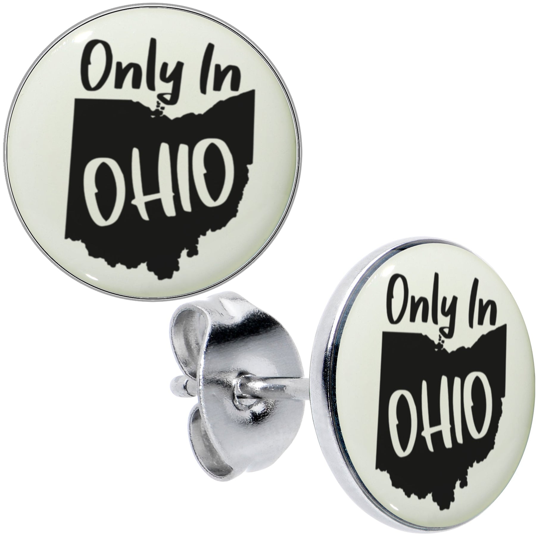 Only in Ohio Glow in the Dark Stud Earrings by Onyx O
