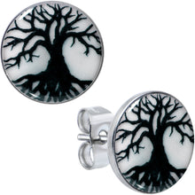 Stainless Steel Tree of Life Glow in the Dark Stud Earrings by Onyx O
