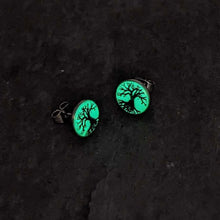 Stainless Steel Tree of Life Glow in the Dark Stud Earrings by Onyx O