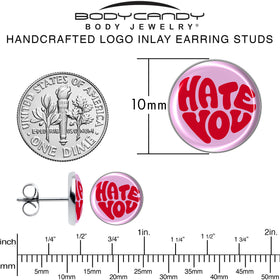 Retro Text Hate You Stud Earrings by Onyx O