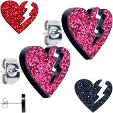 Glitter Heartbreaker Broken Heart Stud Earrings