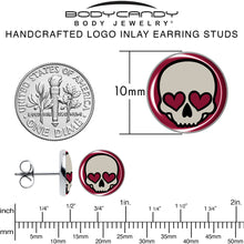 Valentine Heart Skull Stud Earrings