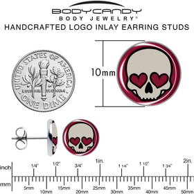 Valentine Heart Skull Stud Earrings