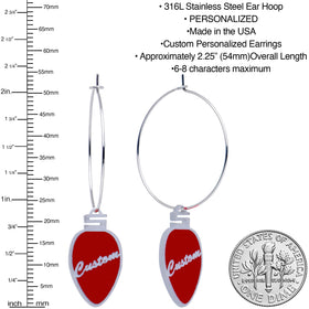 Custom Red Holiday Ornament Personalized Hoop Earrings