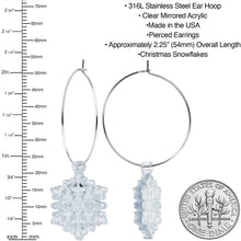Ice Clear Winter Snowflake Hoop Earrings