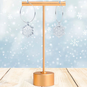 Ice Clear Winter Snowflake Hoop Earrings