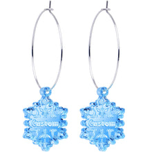 Custom Blue Winter Snowflake Personalized Hoop Earrings