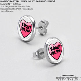 I Don't Like You Valentine Heart Stud Earrings