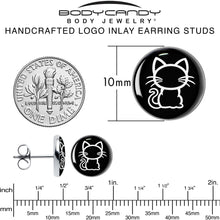 Black and White Kitty Cat Stud Earrings by Onyx O