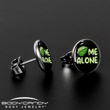 Black Green Leaf Me Alone Stud Earrings by Onyx O