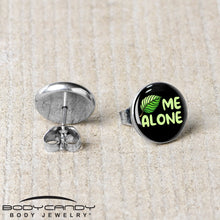 Black Green Leaf Me Alone Stud Earrings by Onyx O