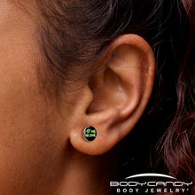 Black Green Leaf Me Alone Stud Earrings by Onyx O