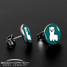 White Llama Stud Earrings by Onyx O