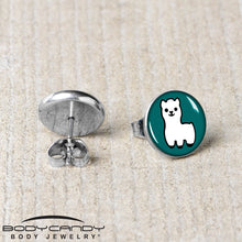 White Llama Stud Earrings by Onyx O