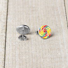 Rainbow Swirl Lollipop Stud Earrings by Onyx O