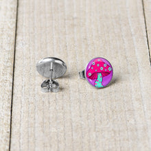 Funky Floral Mushroom Stud Earrings by Onyx O