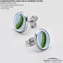 Green Pickle Stud Earrings by Onyx O