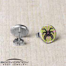 Psychedelic Spider Stud Earrings by Onyx O