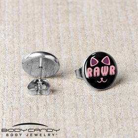 RAWR Kitty Cat Stud Earrings by Onyx O