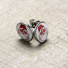 Christmas Peace Love Santa Stud Earrings by Onyx O