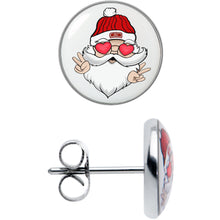Christmas Peace Love Santa Stud Earrings by Onyx O