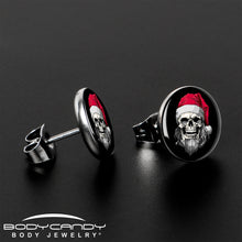 Holiday Skeleton Santa Claus Stud Earrings by Onyx O