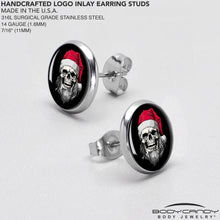 Holiday Skeleton Santa Claus Stud Earrings by Onyx O
