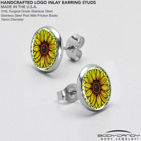 Blossom Creation Yellow Sunflower Stud Earrings by Onyx O
