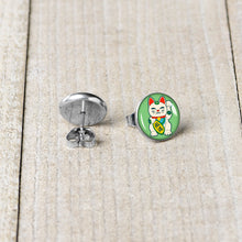 Waving Cat Stud Earrings by Onyx O