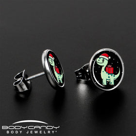 Christmas Holiday Dinosaur Stud Earrings by Onyx O