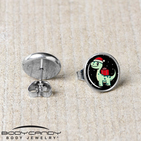 Christmas Holiday Dinosaur Stud Earrings by Onyx O