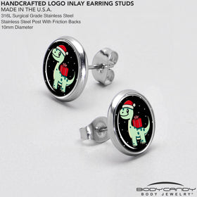 Christmas Holiday Dinosaur Stud Earrings by Onyx O