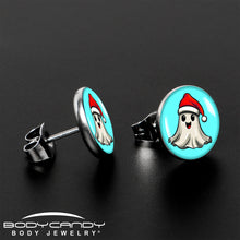 Holiday Christmas Spirit Ghost Stud Earrings by Onyx O