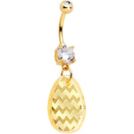 Clear Gem Yellow Golden Easter Decorated Egg Dangle Belly Ring