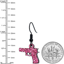 Pink Glitter Gun Fishhook Dangle Earrings
