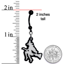 Glow in the Dark Halloween Flying Witch on Broom Dangle Belly Ring