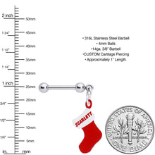 Custom Personalized Holiday Christmas Stocking Dangle Cartilage Earring
