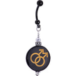 Hancrafted Black Male Pride Belly Ring Created with Crystals