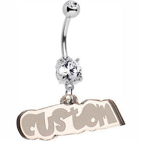 Custom Clear Gem Acrylic Lucite Name Dangle Belly Ring