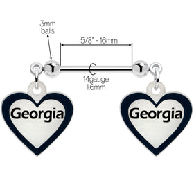Custom Heart Glow in the Dark Double Personalized Name Dangle Nipple Ring Set