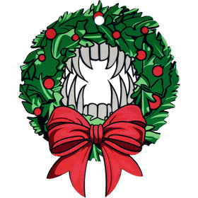 Wood Holiday Vampire Wreath Christmas Ornament